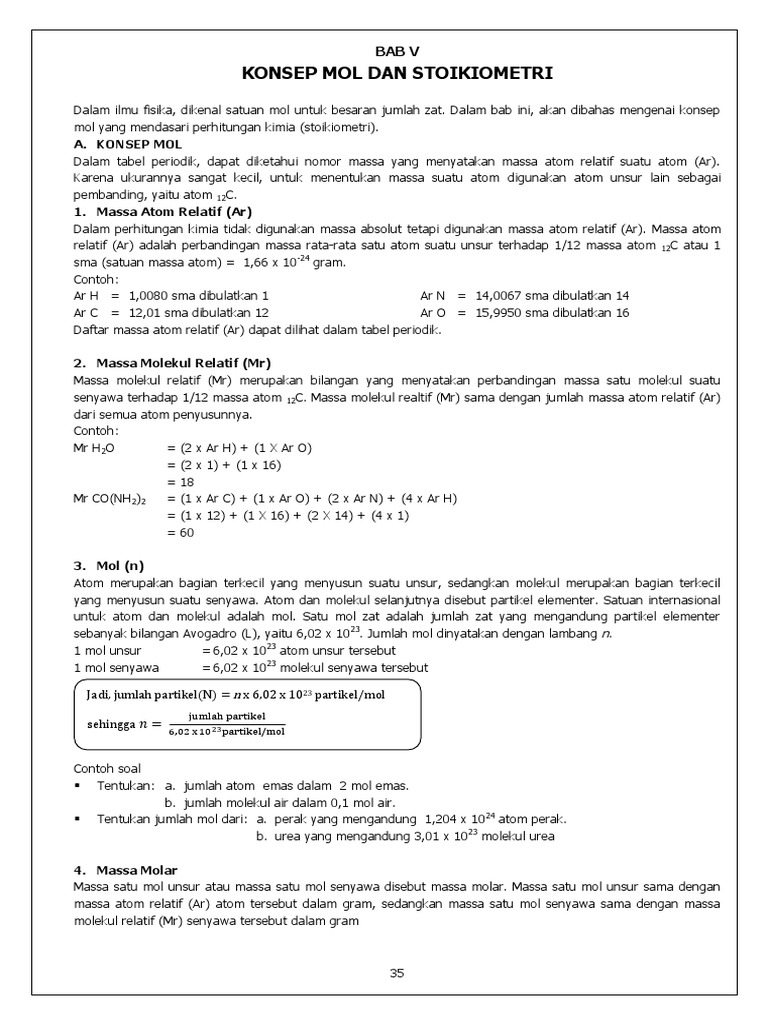 5 Konsep Mol Dan Stoikiometri Pdf