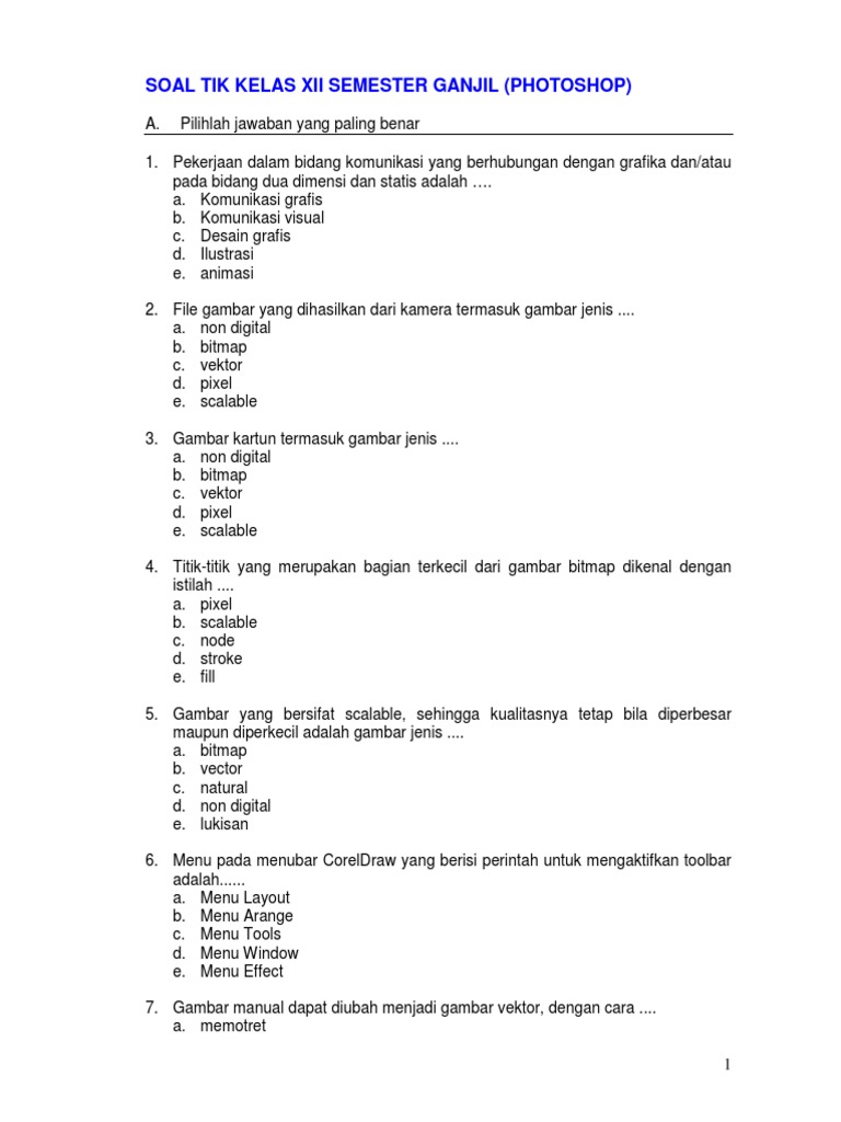 Bank Soal Grafis Kelas Xii Semester Ganjil 2010 Pdf