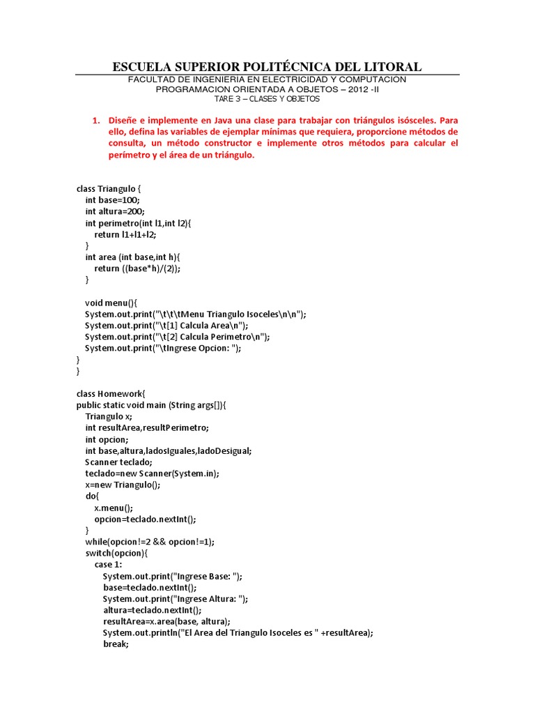 Clases y Objetos en Java: Triángulos y Polinomios | PDF | Objeto ...