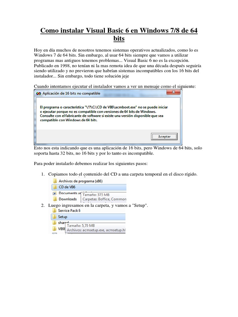 Instalar Visual Basic 6 en Windows 7 64 bits | PDF | Computación de 64 ...