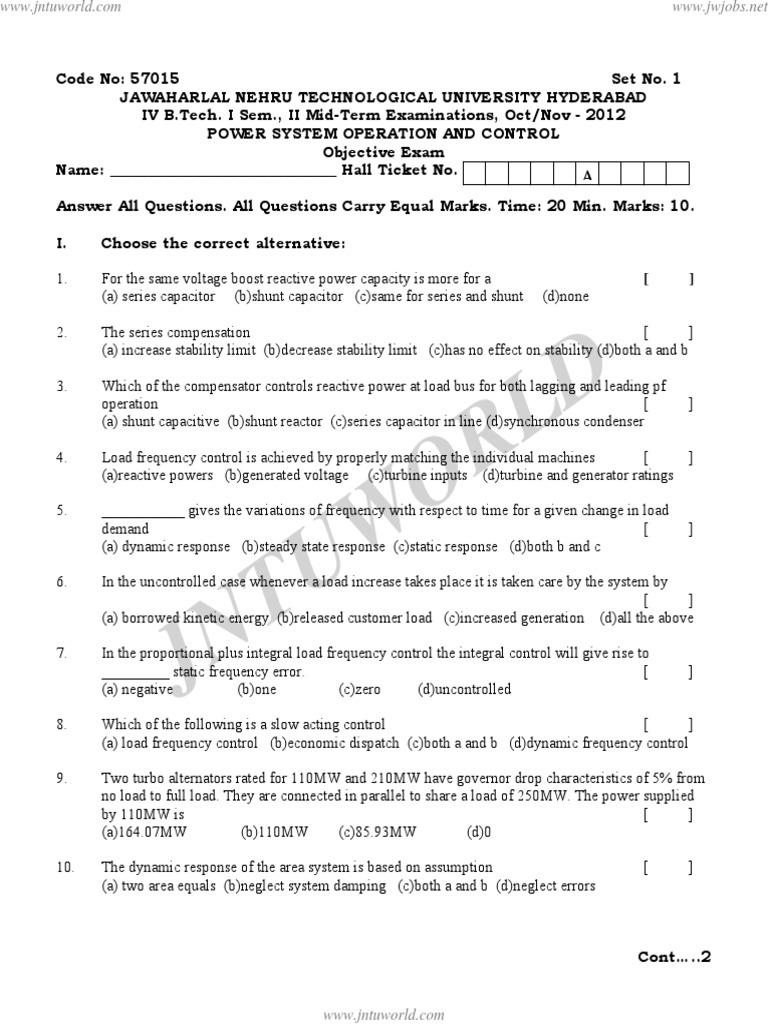 Power System Operation and Control PDF | PDF | Electric Power System ...