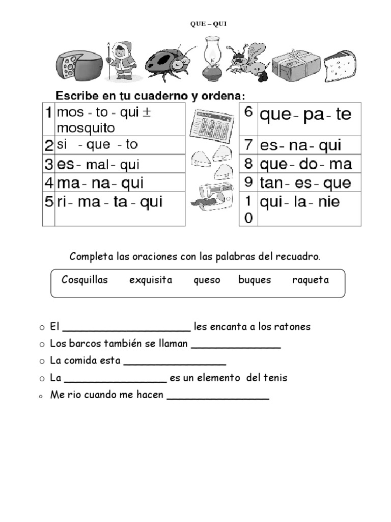 Completa Las Oraciones Con Las Palabras Del Recuadro