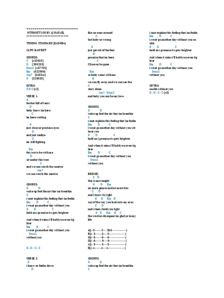 without you lyrics aj rafael