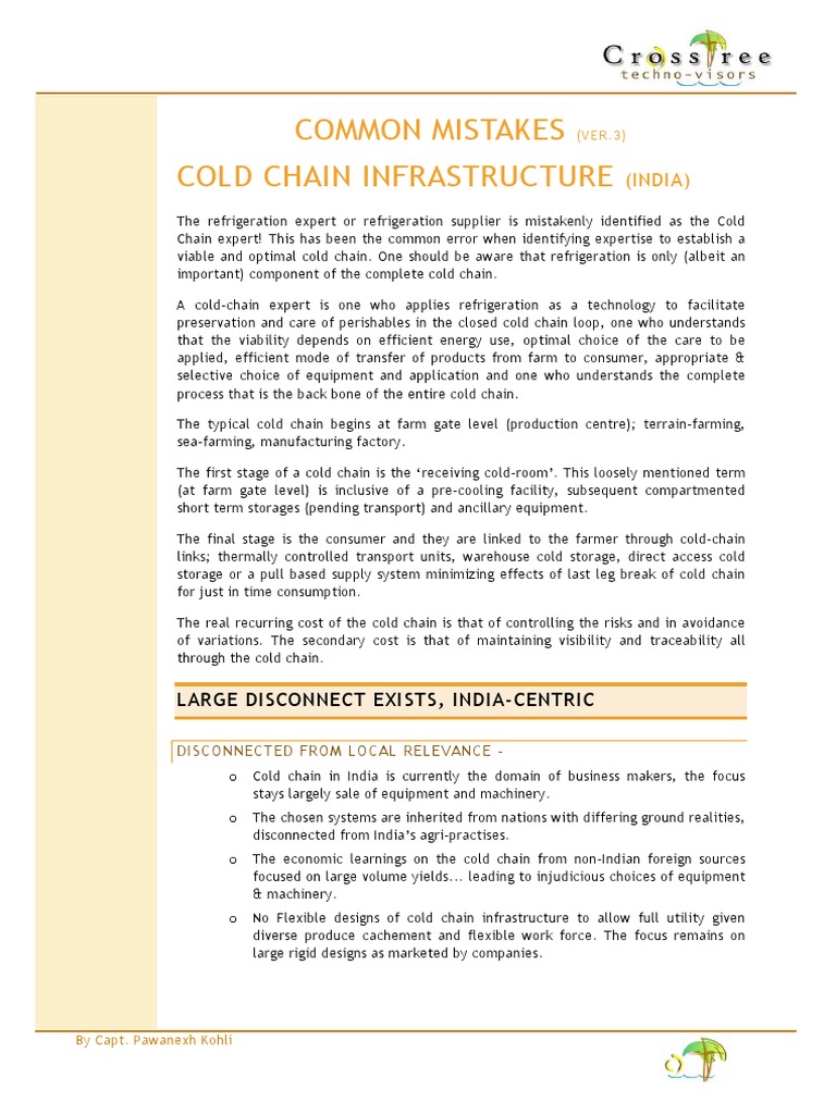 Common Mistakes Cold Chain Infrastructure: (India) | PDF ...