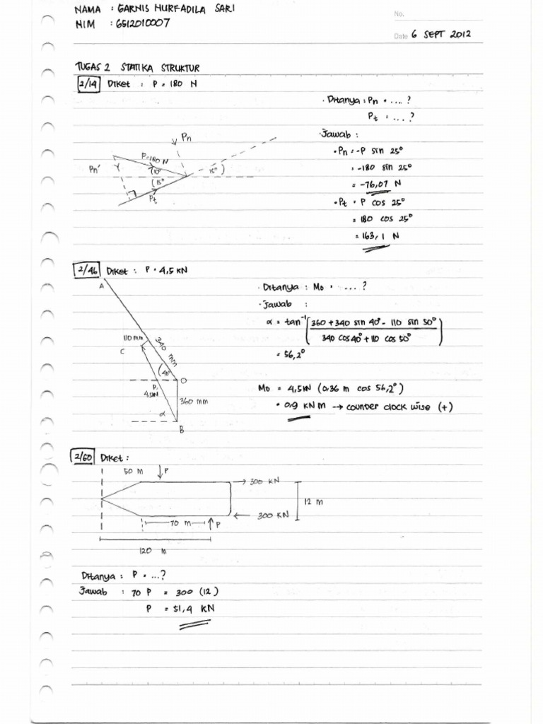 Contoh Soal Statika Struktur Gaya Dan Momen PDF