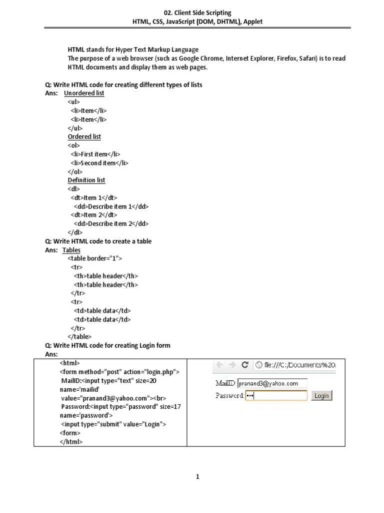 Client Side Scripting | PDF | Cascading Style Sheets | Html