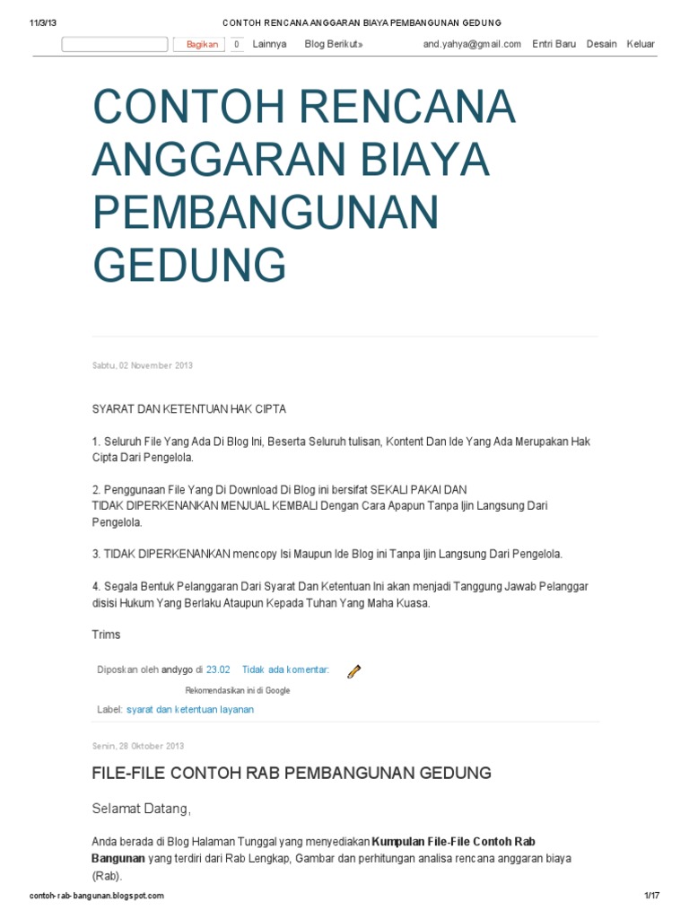 Download rab bangunan gedung dalam bentuk excel