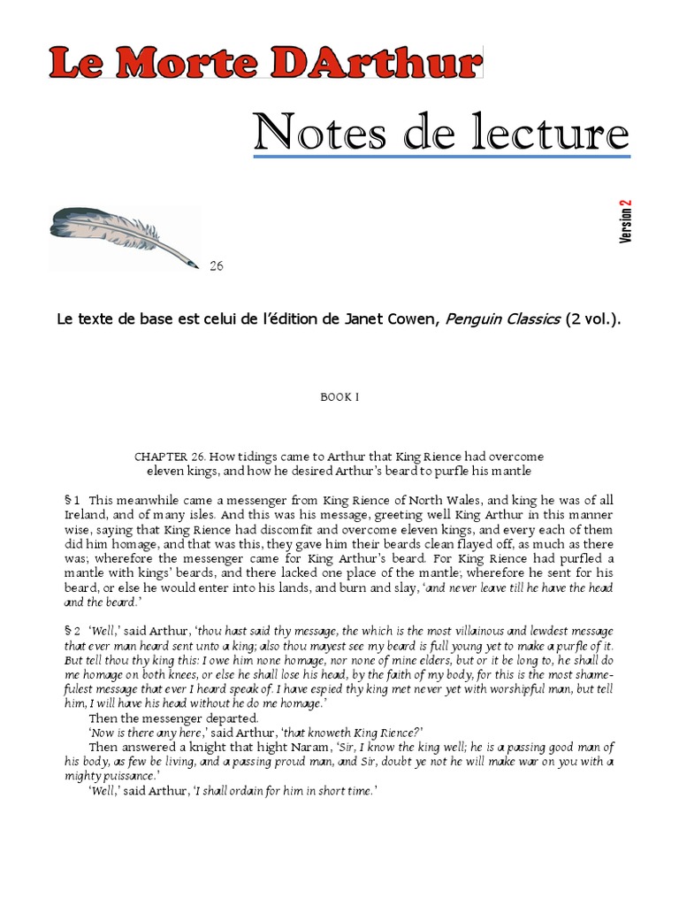 Arthur's Defiance of King Rience | PDF | Arthurian Legend | Medieval ...