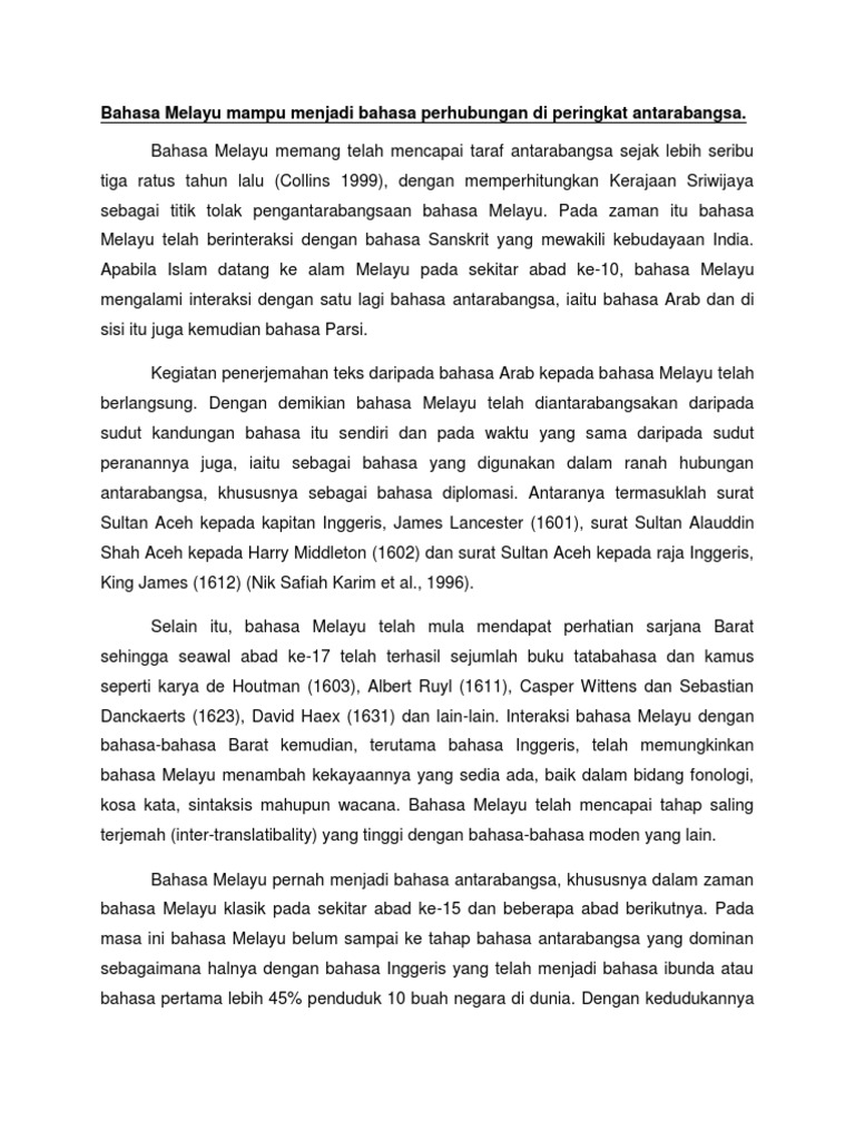 Bahasa Melayu Bahasa Antarabangsa Pdf