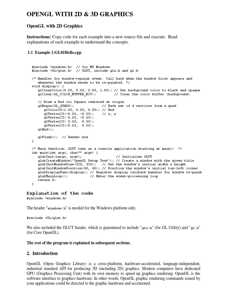 OpenGL 2D & 3D Graphics Basics | PDF | Data Type | Graphics