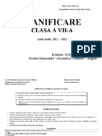 PLANIFICARE Clasa A VII-a