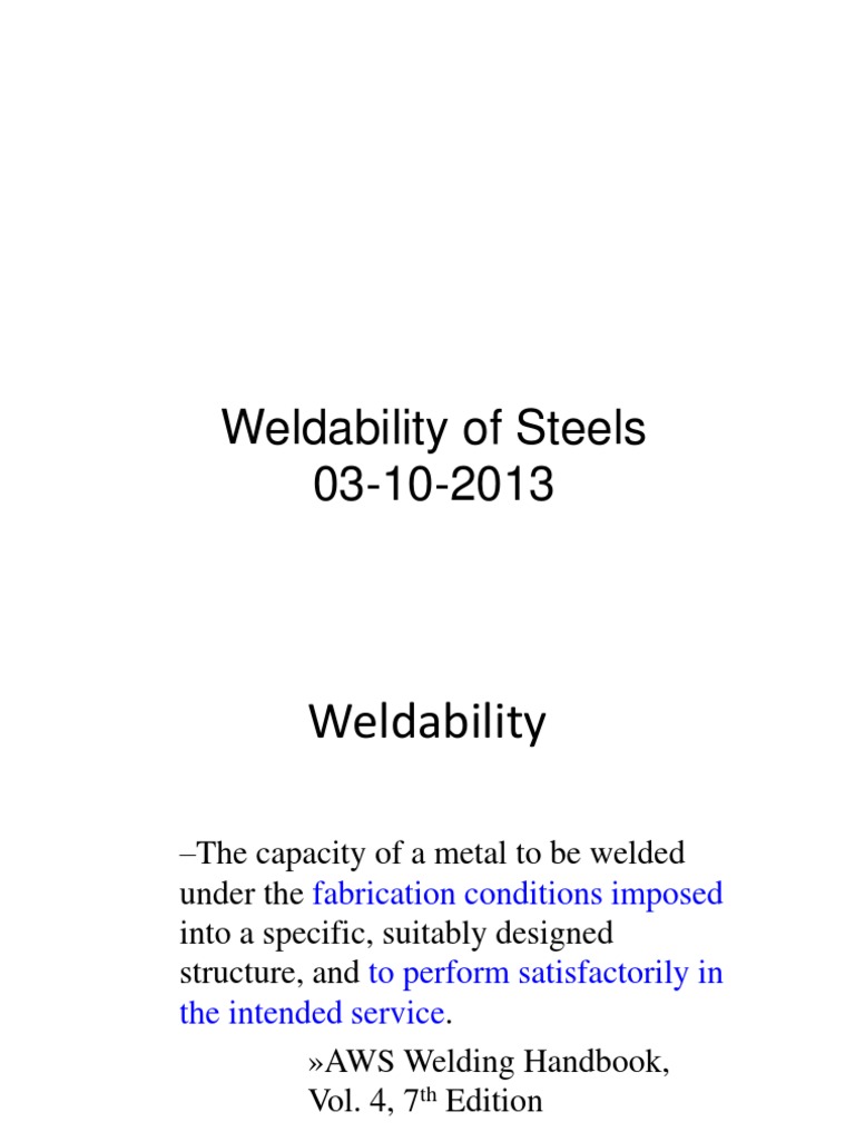 Weldability Of Steel Ppt Steel Welding