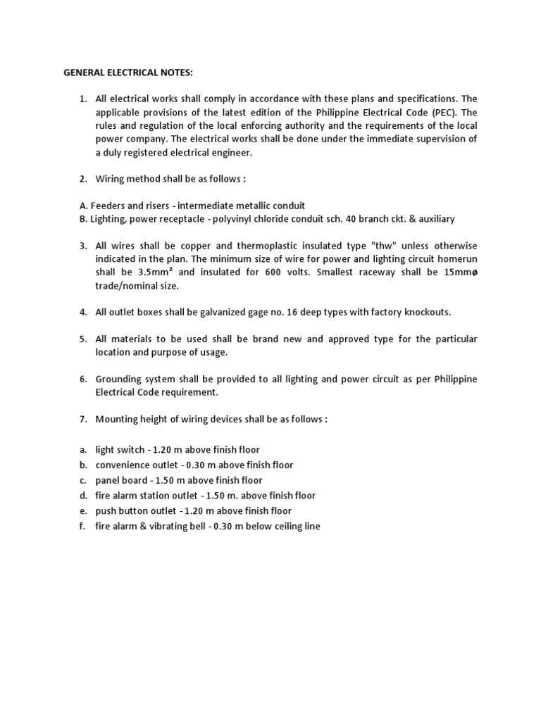 GENERAL NOTES.docx Electrical Wiring Building Engineering