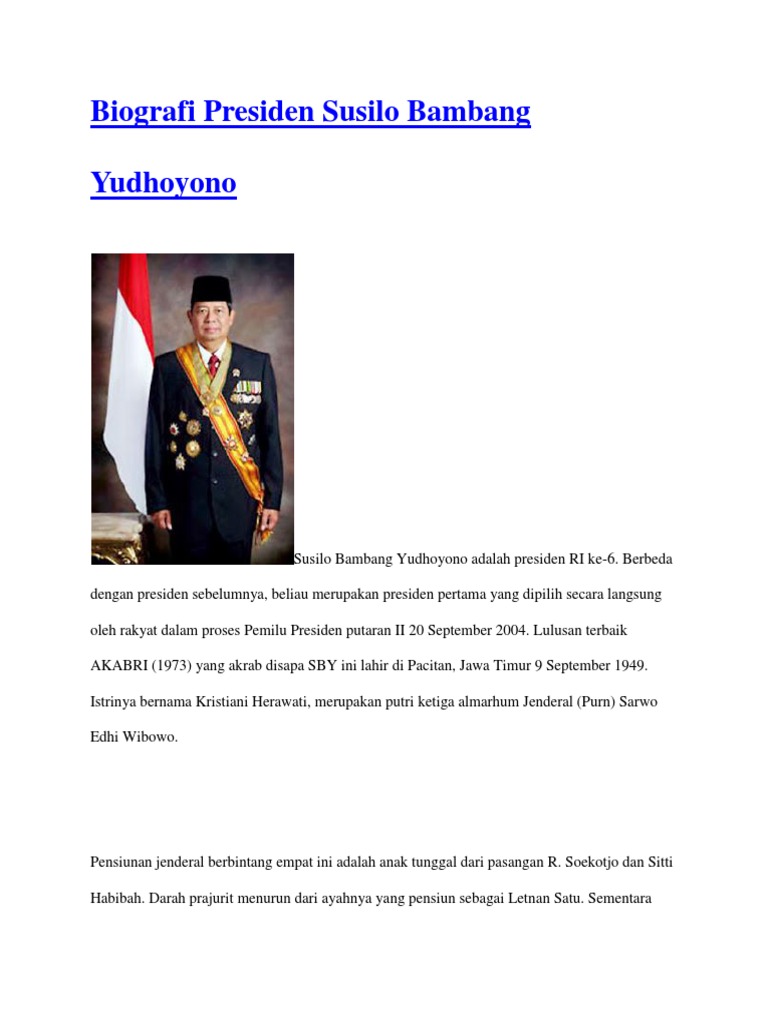 Biografi Presiden Susilo Bambang Yudhoyono Docx