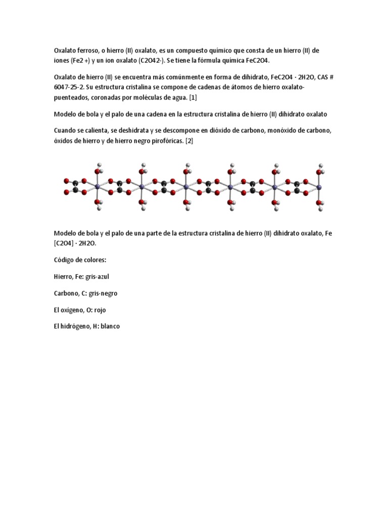 Estructura y fórmula del oxalato ferroso | PDF | Arte | Ciencia y ...