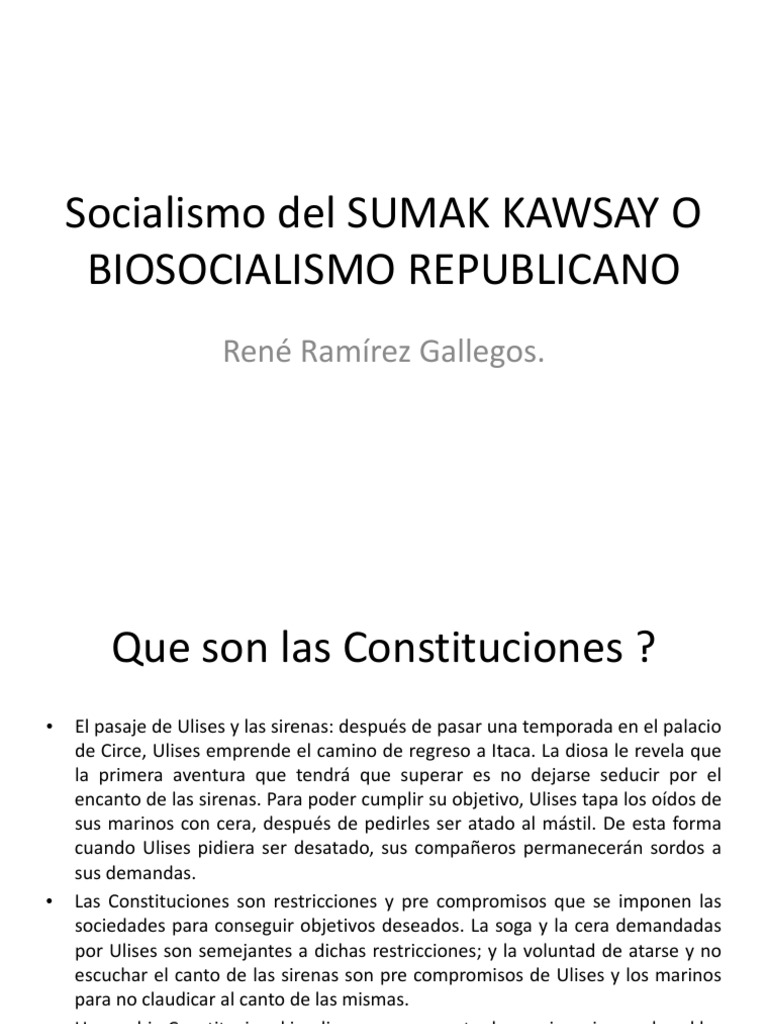 Hacia la construcción de un nuevo pacto social basado en el Sumak Kawsay o Buen Vivir en la