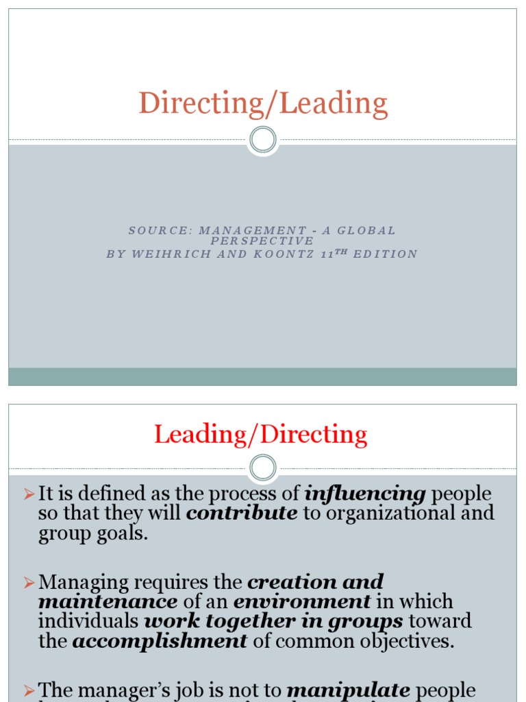 Directing and Leading in Nursing Management | PDF | Motivation ...
