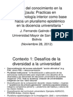 Gestión Del Conocimiento en La (J) Aula: Prácticas en Epistemología Interior Como Base Hacia Un Pluralismo Epistémico en La Docencia Universitaria