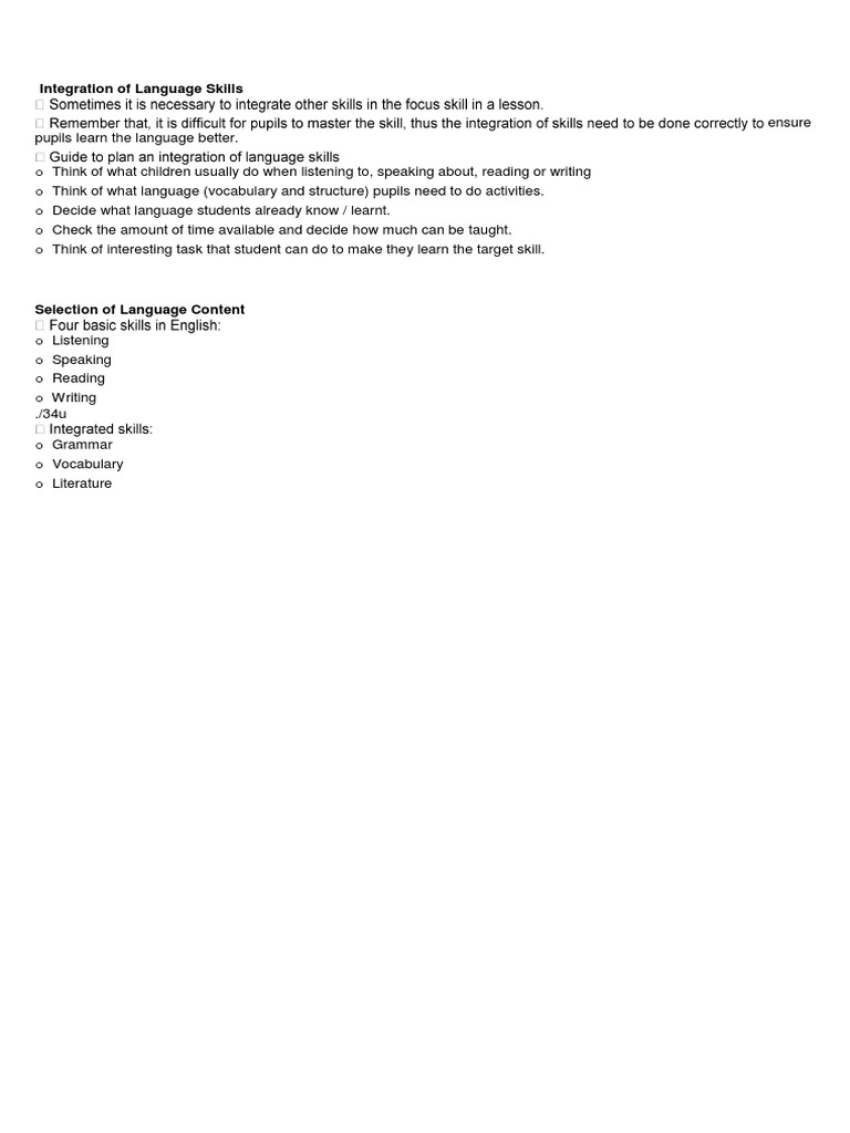 Integration Of Language Skills PDF