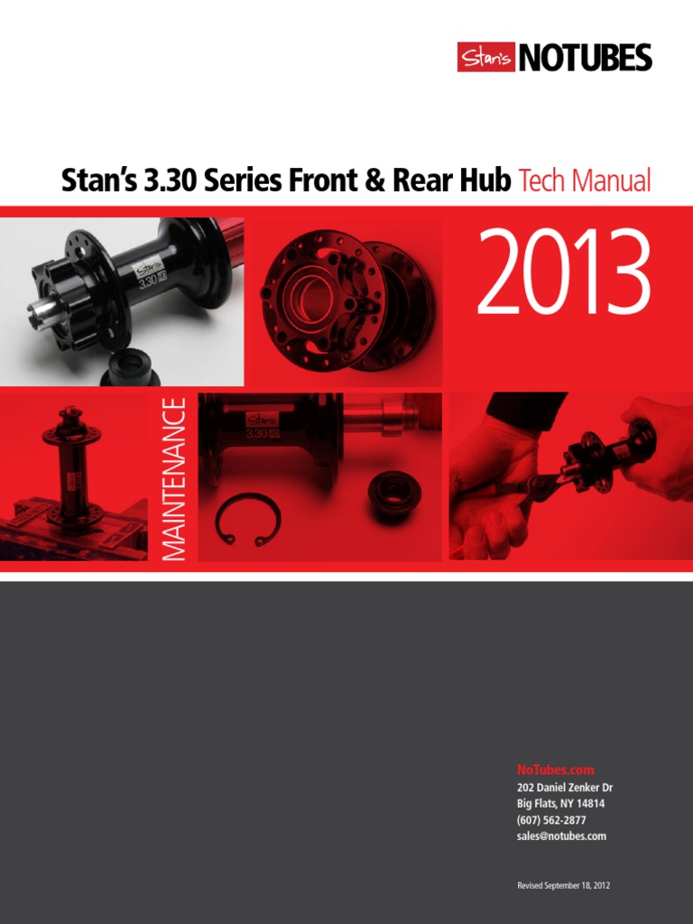 Stan's 3.30 Series Front & Rear Hub Tech Manual PDF Bearing