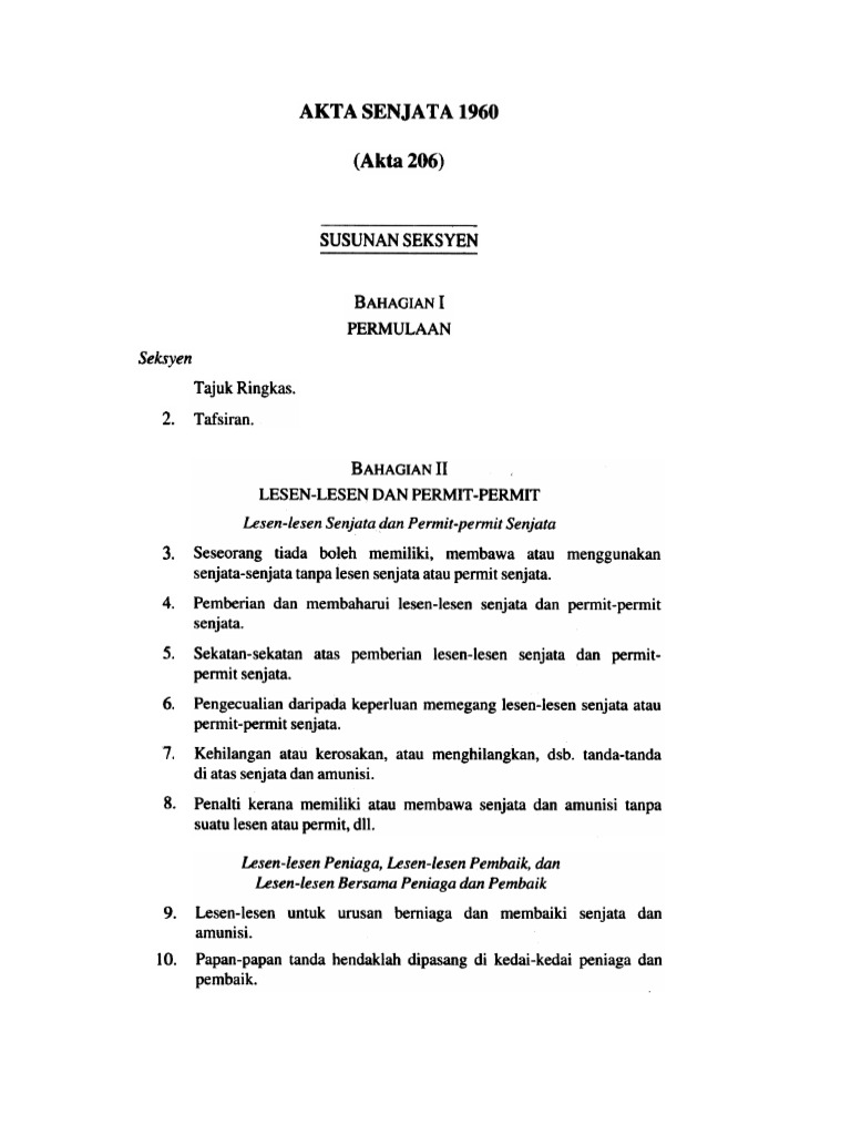 Contoh Surat Permohonan Lesen Senjata Api