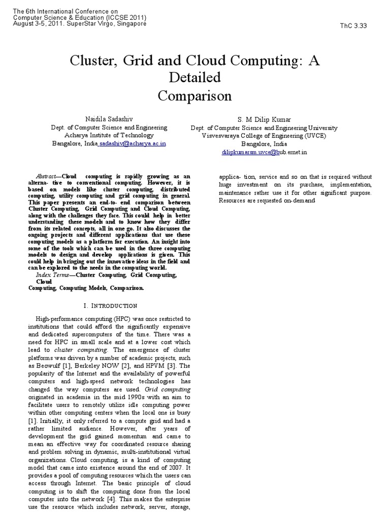 07 ClusterGridCloudComputing DetailedComparison | PDF | Grid Computing ...