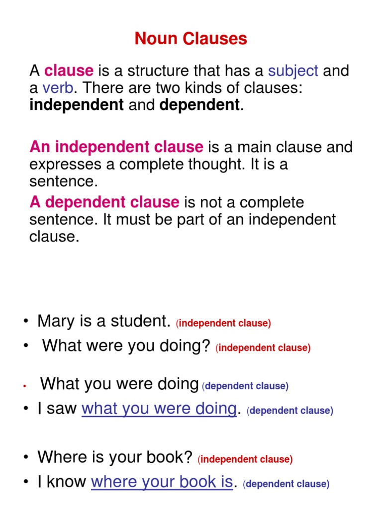 Noun clause as subject