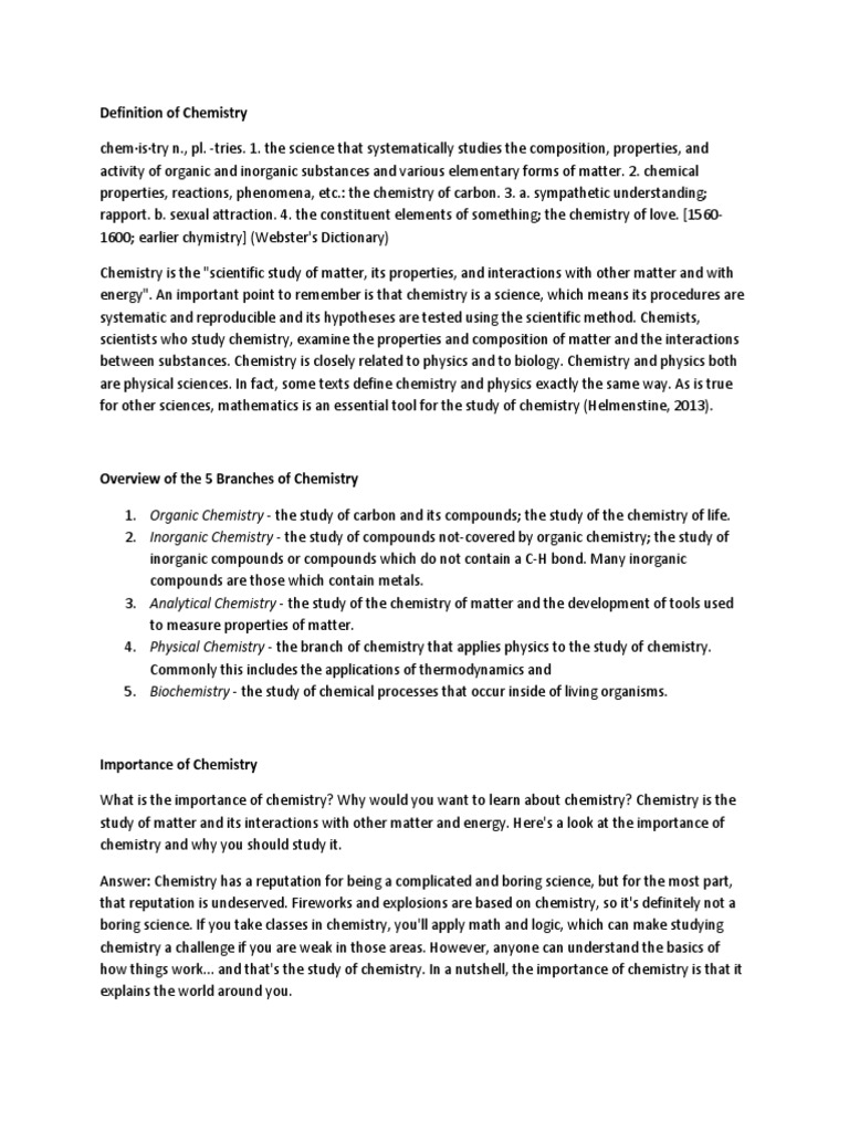 What Is Chemistry? Why Is It Important? | PDF | Inorganic Chemistry ...