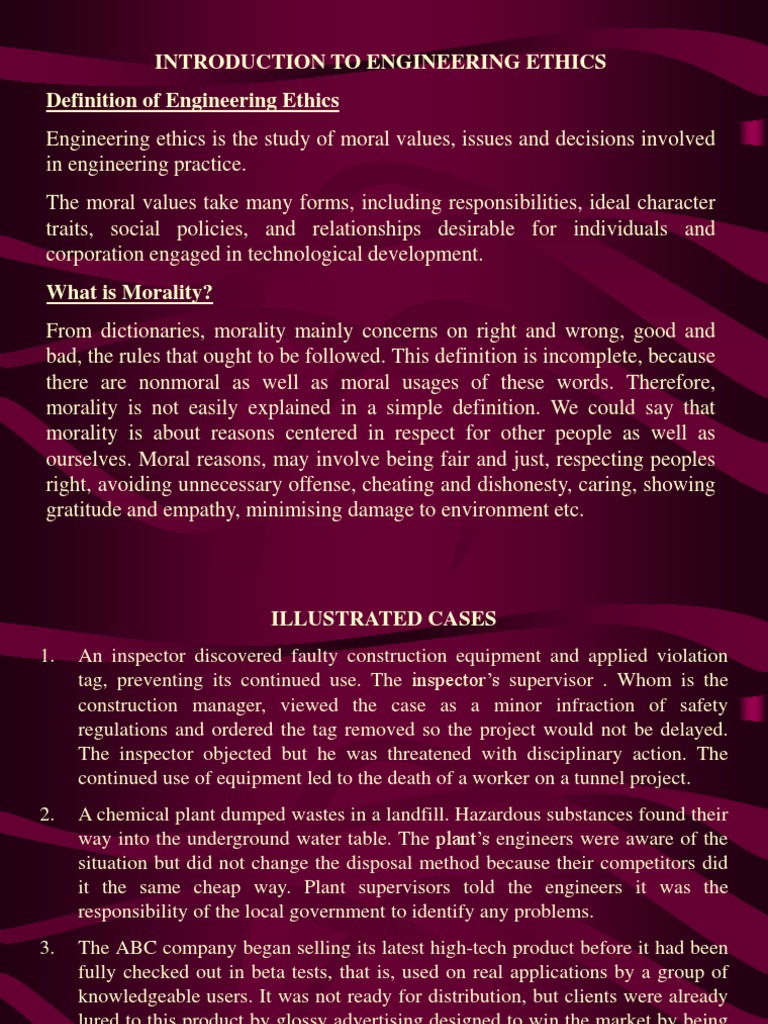 Introduction To Engineering Ethics Definition of Engineering Ethics ...
