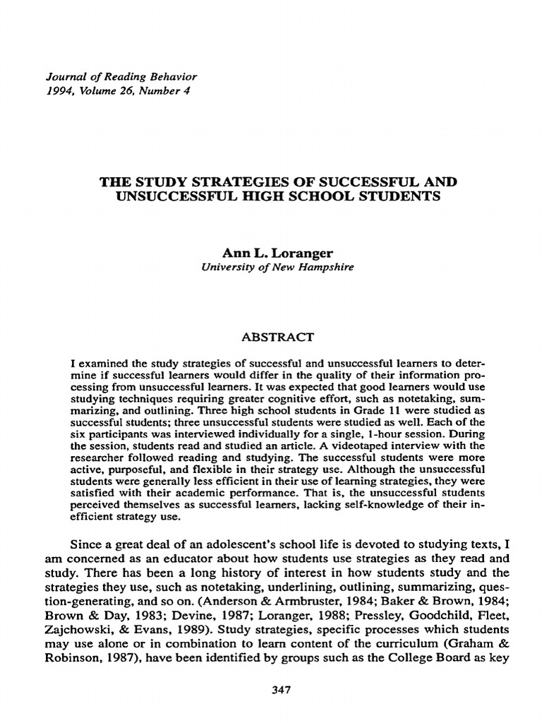 The Study of Strategies Ofsuccessful and Unsuccessful Learners | PDF ...
