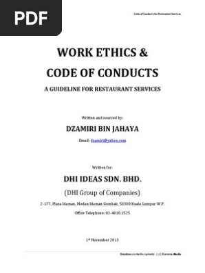 Ethical Code And Guidelines For Restaurant Services Pdf Restaurants Waiting Staff