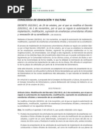Procedimiento para la autorización de enseñanzas universitarias. Modificación