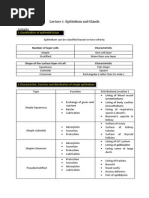 Lecture 1: Epithelium and Glands: 1.classification of Epithelial Tissue