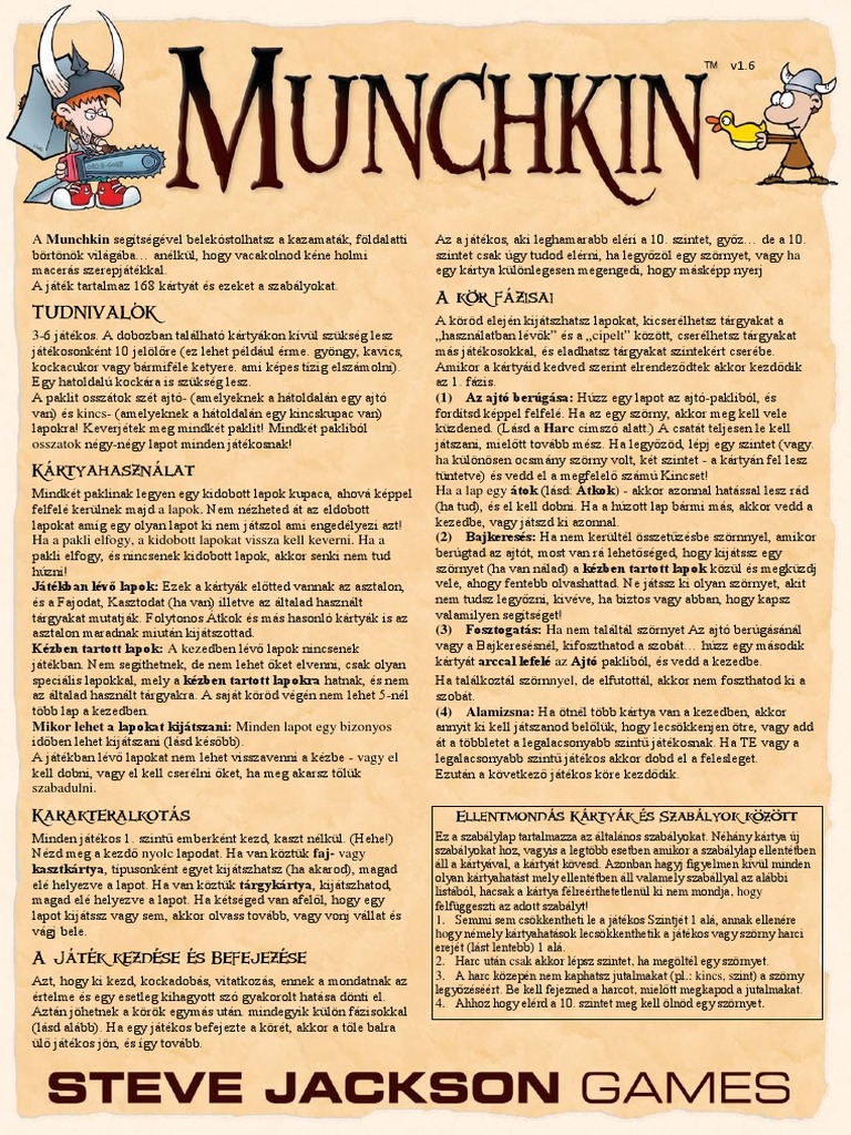 Munchkin (Szabályok) HU PDF | PDF