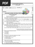 AVALIAÇÃO DE LINGUA PORTUGUESA GLOBAL