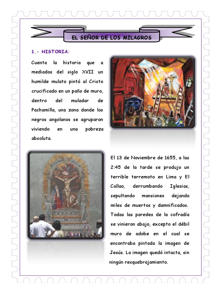 Historia del Señor de los Milagros | PDF | Temblores | Religión y creencia