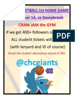 November 14, Vs Stonybrook: Cram Jam The Gym