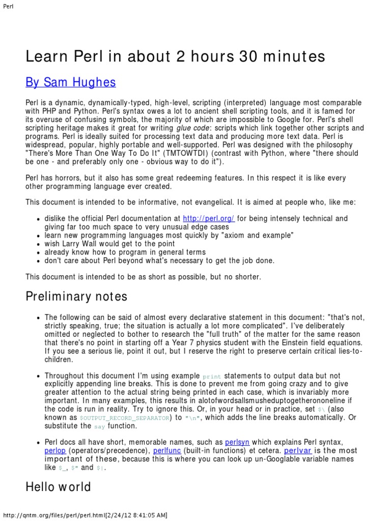 Quick Guide to Perl Programming | PDF | Perl | Parameter (Computer ...