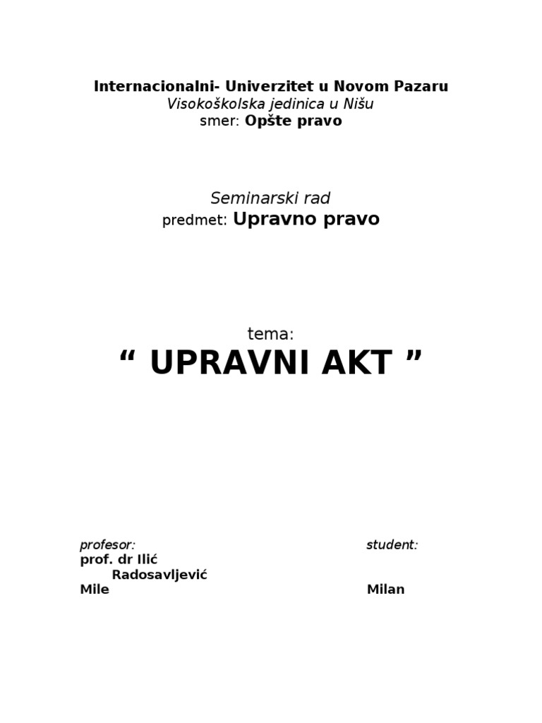 Upravno Pravo - Upravni Akt | PDF