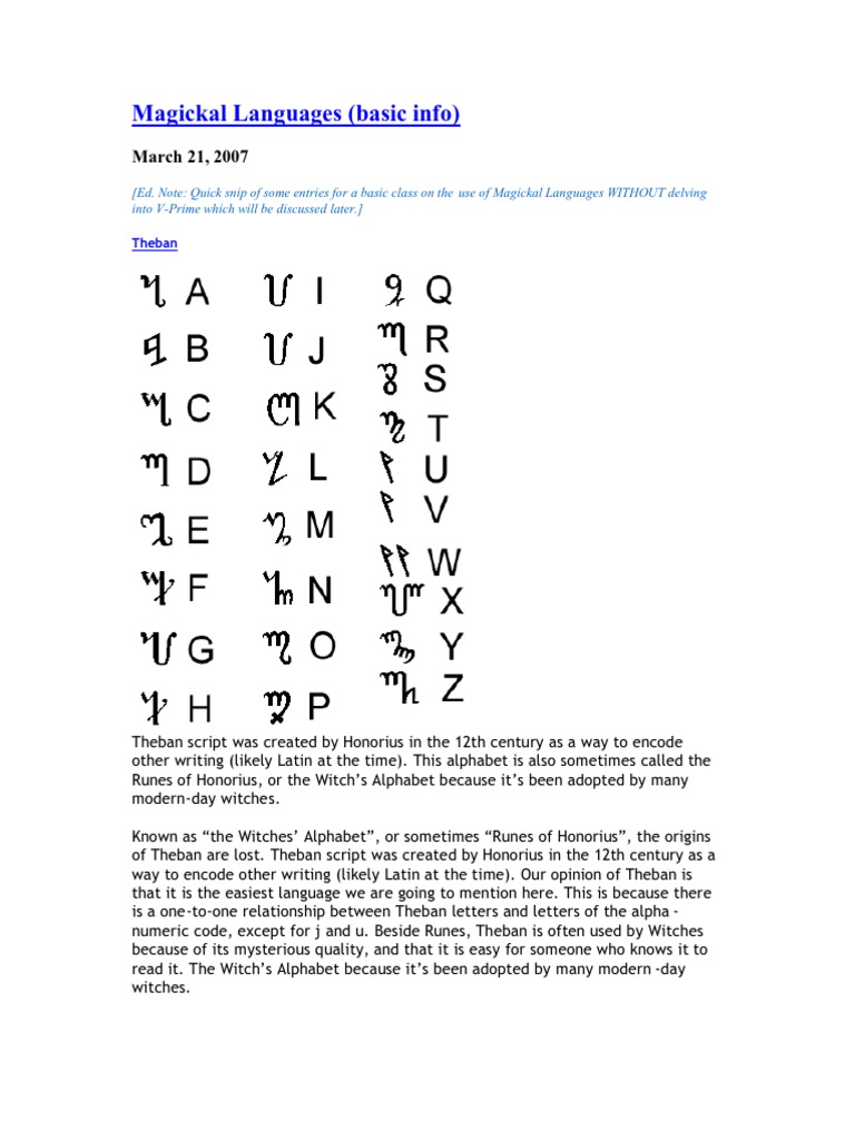 Magickal Languages PDF | PDF | Runes | Alphabet