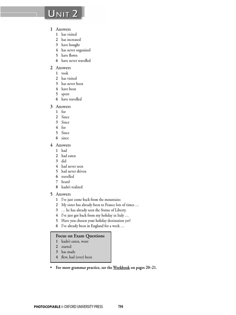 383 U2.Grammar Extra Answer Key | PDF