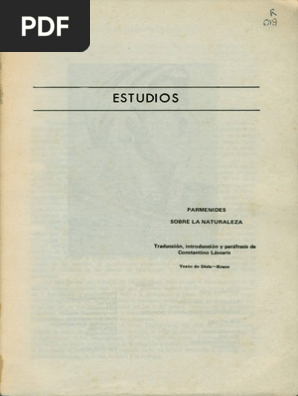 Parmenides Sobre La Naturaleza Pdf Platon Verdad