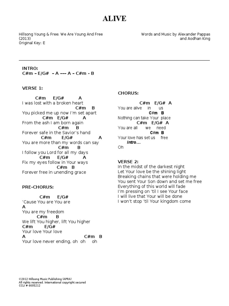 Alive Chords Doc