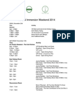Ireland Immersion Weekend Schedule 2013
