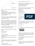 Matemática - Lista de exercícios complementares com 38 questões