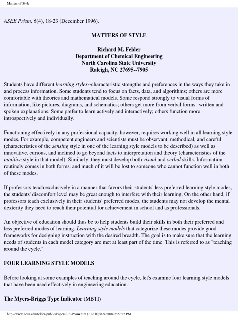 Enough With Learning Styles Already >> Matters Of Style Pdf Learning Styles 64 Views Enough With Learning Styles Already >> Matters Of Style Pdf Learning Styles 64 Views