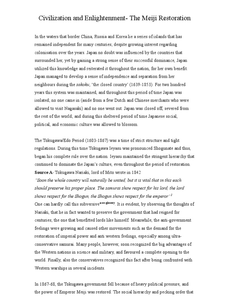 Meiji Restoration Essay | Japan | Samurai
