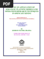 A Study On Application of Strategic Planning Models and or in Mining - PHD Thesis