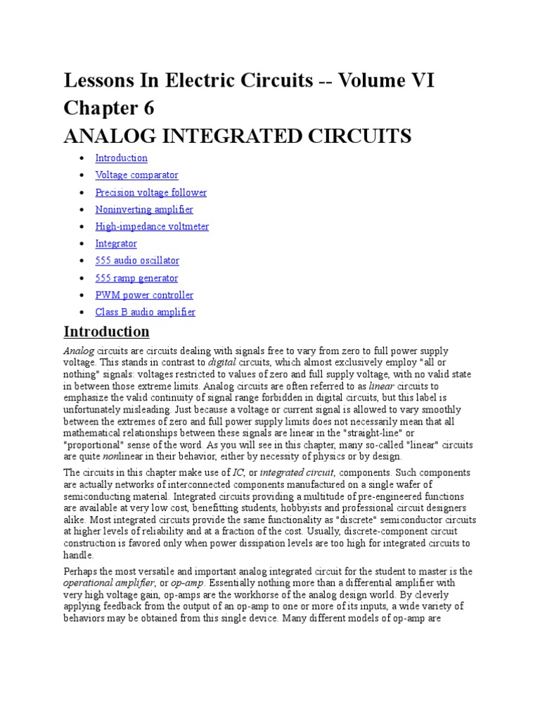 Analog Integrated Circuits Overview | PDF | Operational Amplifier ...