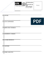 Sample Format of Curriculum Vitae